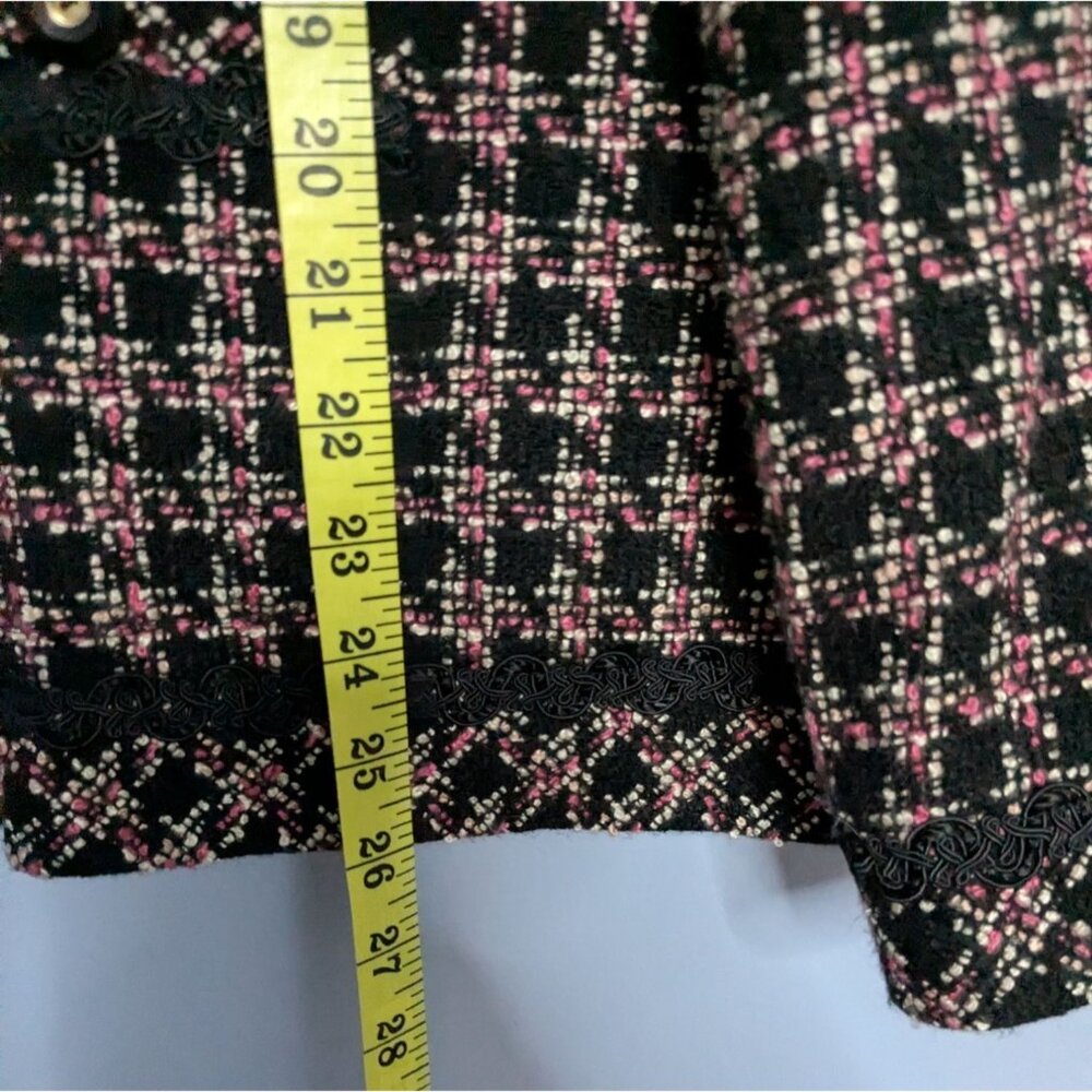 Appleseeds Womens Tweed Jacket Sz 20 Black & Pink Plaid Long Sleeve Lined - Picture 10 of 12